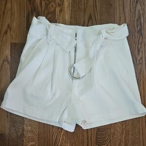 ABLE Women's High Waisted White Belted Shorts